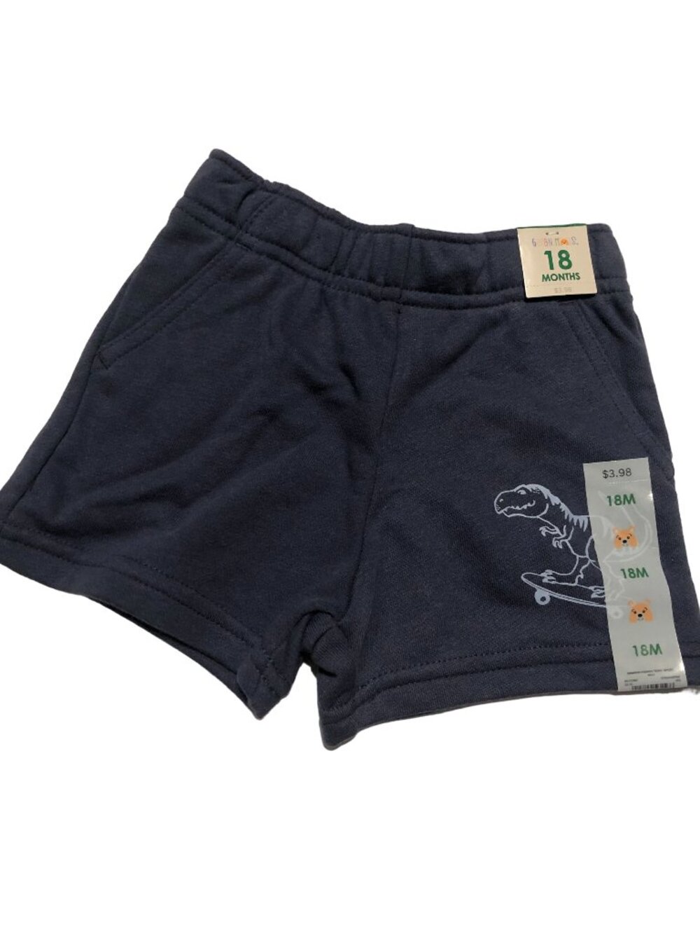 Garanimals Graphic French Terry Shorts With Dinosaur On Skateboard 18 Months Nav